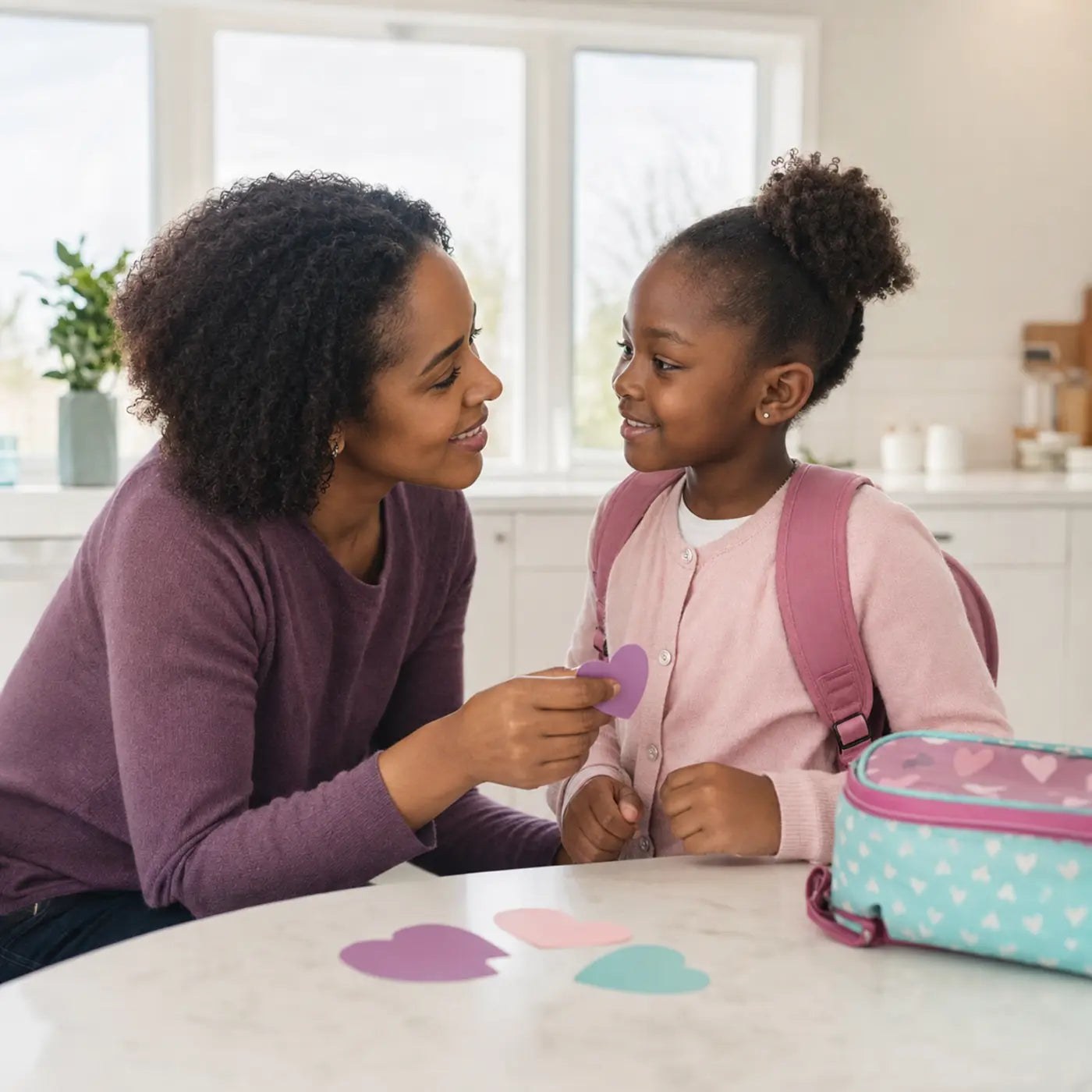 Une maman donne un petit mot d’amour à sa fille